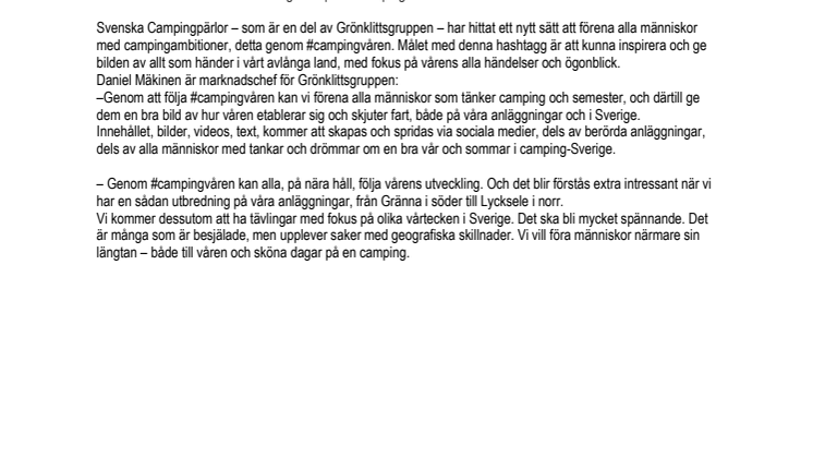Svenska Campingpärlor går mot en taggad, ny vår