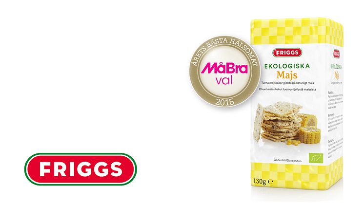 Friggs Ekologiska Majskakor utnämnd till ”Årets bästa hälsomat”