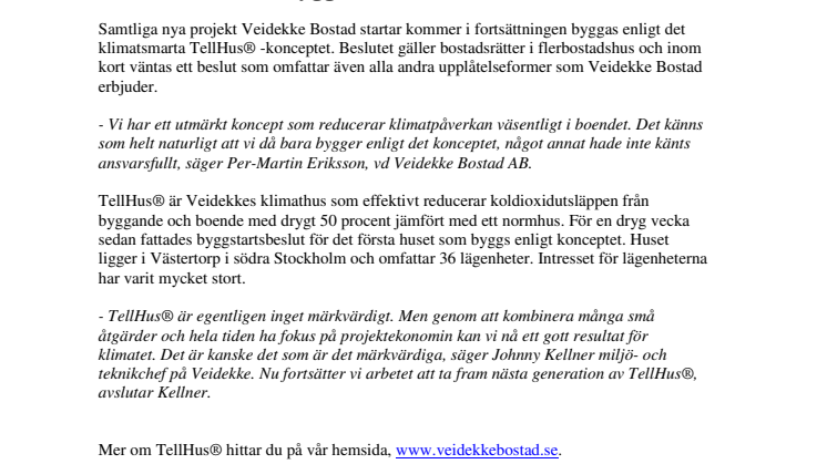 Veidekke Bostad bygger bara klimatsmart.
