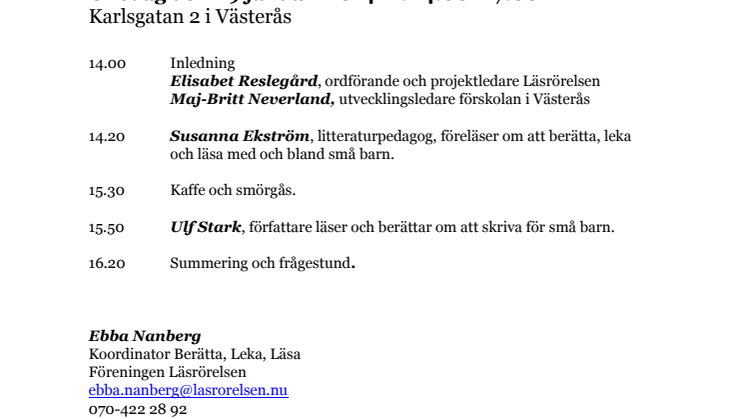 Inledande konferens Västerås 1