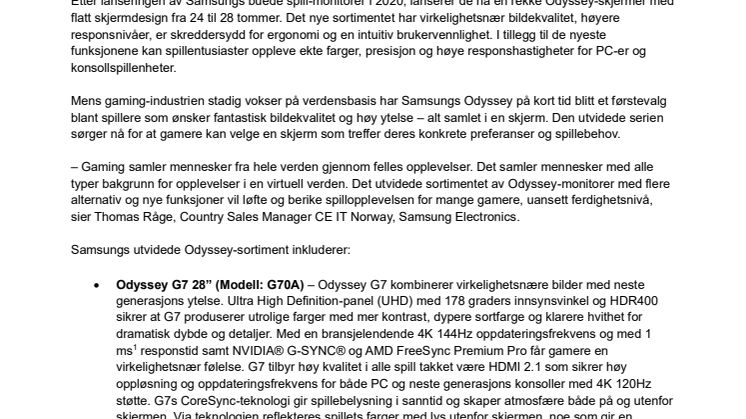 Samsung utvider Odyssey Gaming Monitor-sortimentet for 2021