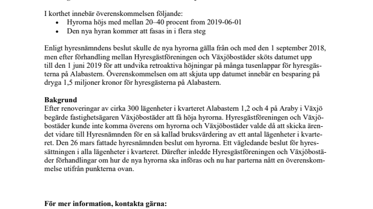 Så införs nya hyrorna i Alabastern