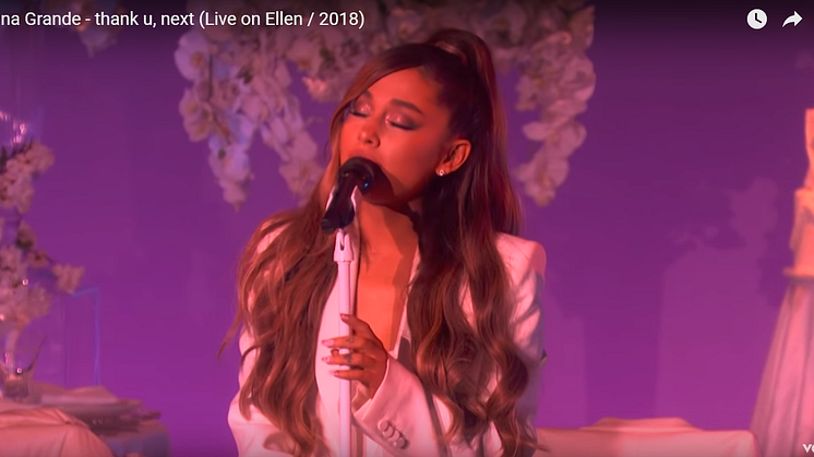 Ariana Grande performing live, YouTube screen grab