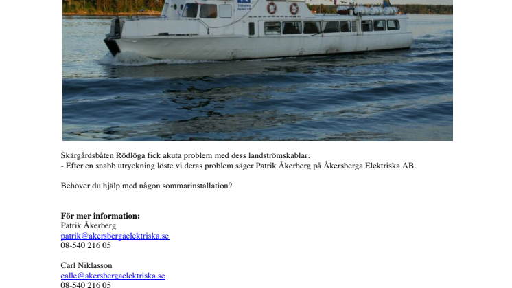 Akut fel med landströmmen till Rödlöga åtgärdat