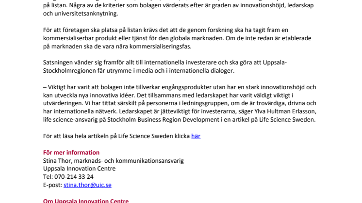 Fem UIC-bolag med bland de 20 hetaste FoU-bolagen