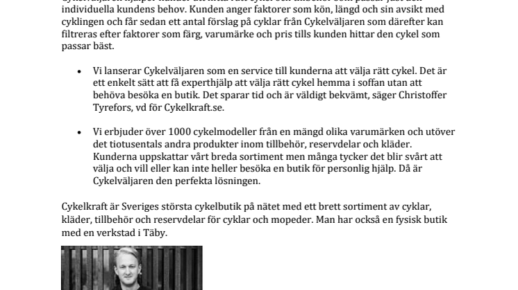 Cykelkraft lanserar ”Cykelväljaren”