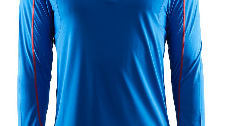 Devotion long sleeve shirt (men) i färgen Sweden blue/cayenne
