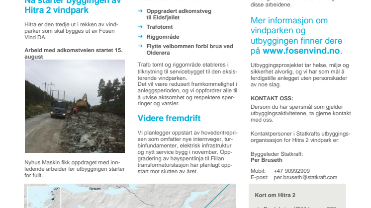 Nyhetsbrev Hitra2 vindpark #1 - 2017