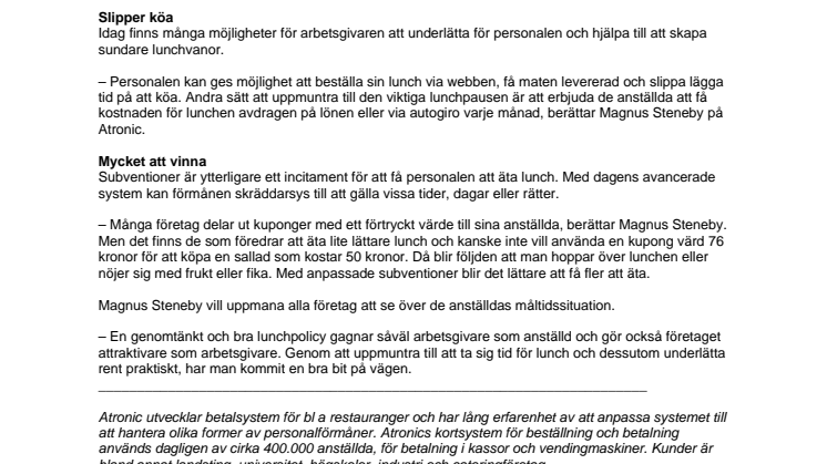 Många fördelar med genomtänkt lunchpolicy
