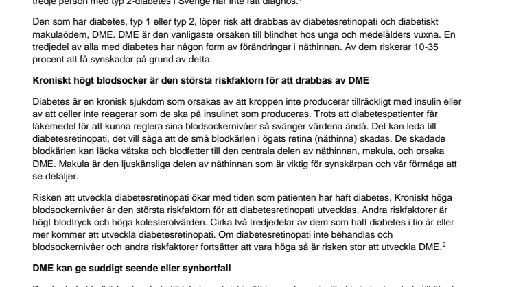 Faktablad diabetiskt makulaödem, DME