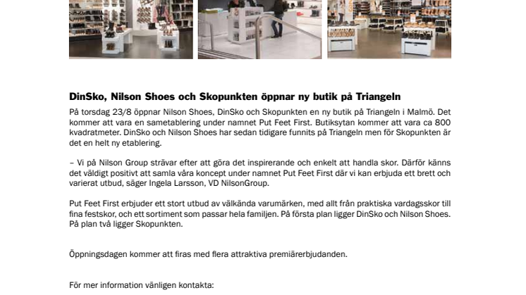 DinSko, Nilson Shoes och Skopunkten öppnar ny butik på Triangeln