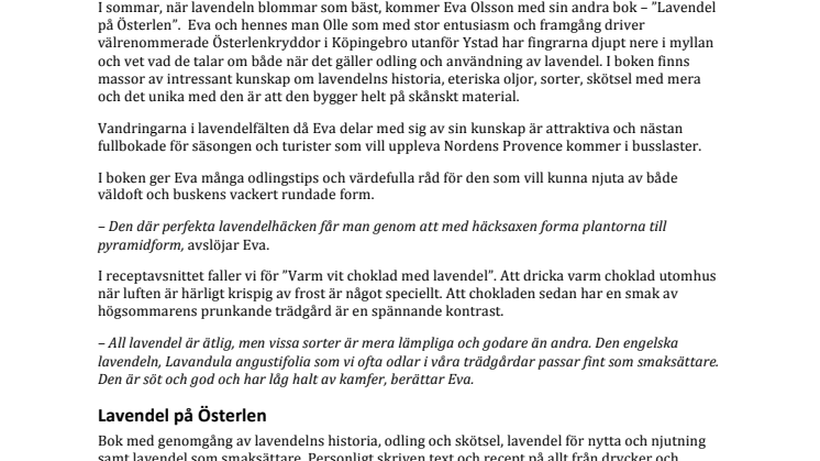 Lavendelbok med skånskt material