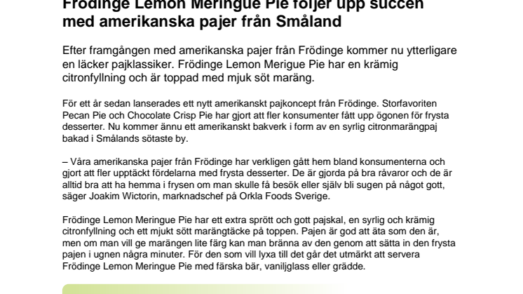 Frödinge Lemon Meringue Pie följer upp succén med amerikanska pajer från Småland