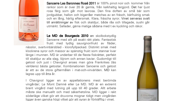 Eleganta Sancerre viner från Henri Bourgeois 