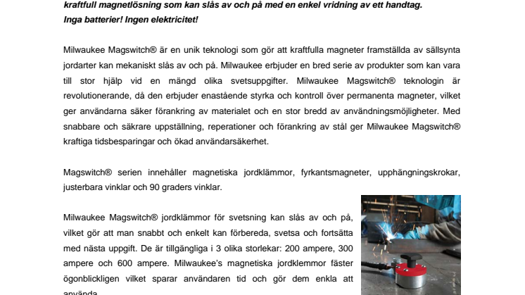 Milwaukee Magswitch® revolutionerar ditt sätt att arbeta på!