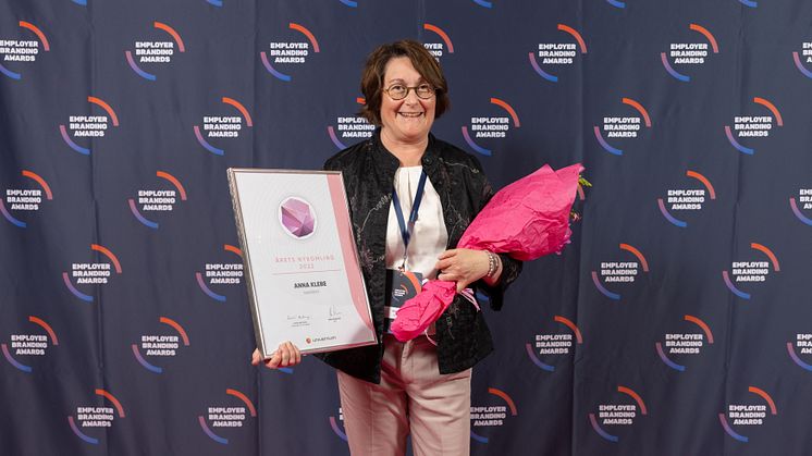 Igår fick Ramirents HR-chef Anna Klebe ta emot pris för Årets nykomling inom employer branding. Foto: Universum