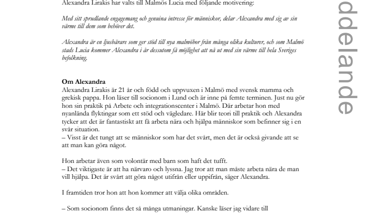 Det är Alexandra som är Malmös Lucia 2008
