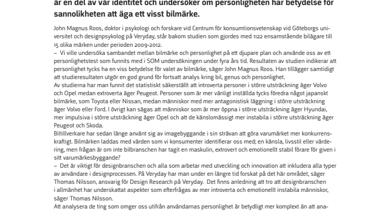 Din personlighet styr ditt bilköp