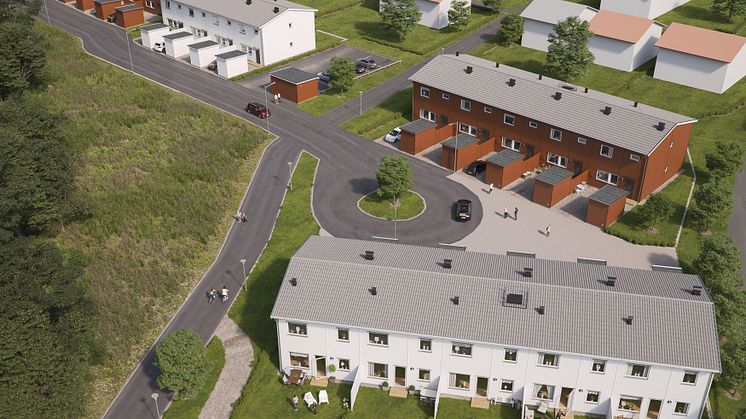 Översiktsillustration av det nya området, BoKlok Paradisängarna, Upplands Väsby. 