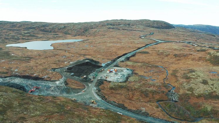 Fra bygging av vei og infrastruktur i Geitfjellet vindpark