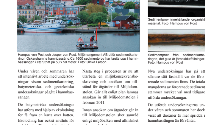 Nyhetsbrev 3 för sanering av Oskarshamns hamnbassäng