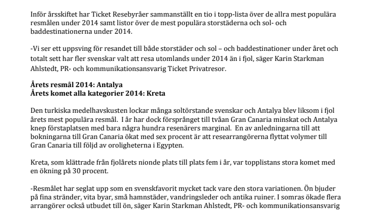 Hit reste svenskarna 2014