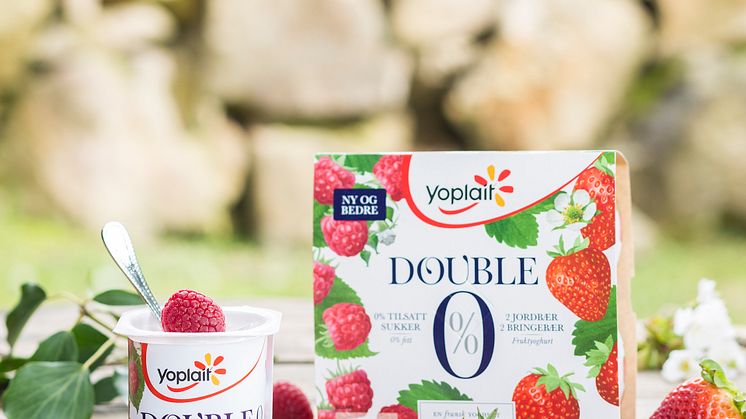 Yoplait Double 0% Jordbær og Bringebær