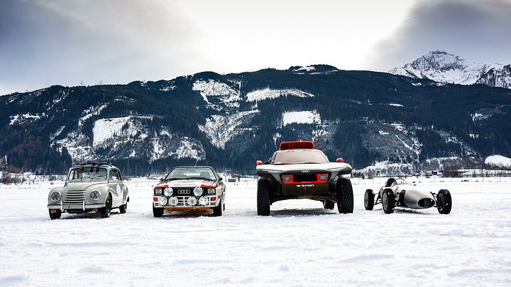 DKW F91, Audi Quattro Rallye A2 Gruppe B, Audi RS Q e-tron #224, DKW Hartmann Formel V (GP Ice Race 2022)