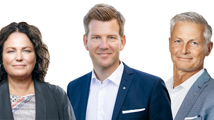 Catherina Fored, vd HSB Norra Stor-Stockholm, Jimmy Bergman, vd HSB Södertörn och Anders Svensson, vd HSB Stockholm