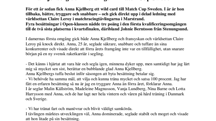 Anna Kjellberg dominerar igen i Match Cup Sweden
