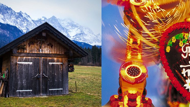 Alpstuga vid foten av Zugspitze (Bayern) och öl- och folkfesten Bremer Freimarkt. FOTO: DZT e.V./Moritz Kretzscher & Bremer-Touristik Zentrale GmbH