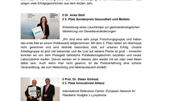 Networking, Ideenaustausch, öffentliche Aufmerksamkeit – beim Hugo-Junkers-Preis gibt es mehr als den 1. Platz zu gewinnen