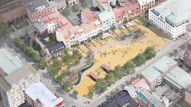 Illustration av Stora torg i Eslöv
