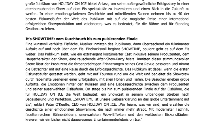 HOLIDAY ON ICE zelebriert mit seiner neuen Produktion SHOWTIME in Zwickau spektakuläre Highlights einer unvergleichlichen Erfolgsstory