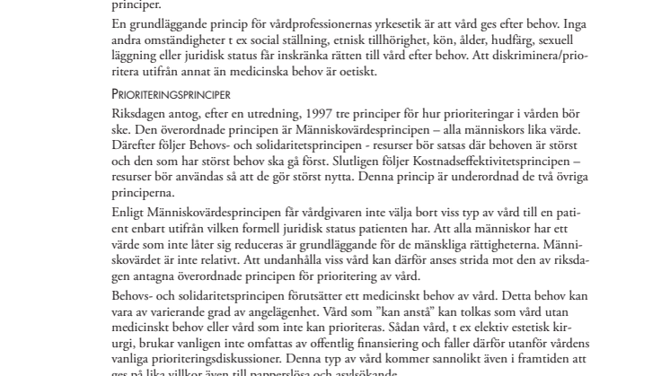 Vårdpersonal definierar vård till papperslösa personer