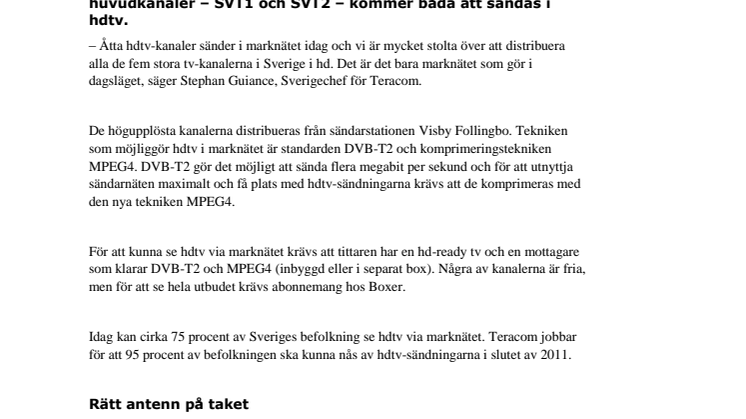 Premiär för hdtv på Gotland 