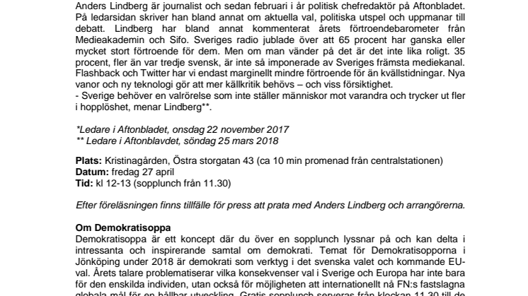 Demokratisoppa med Anders Lindberg - Desinformation som ett hot mot demokratin