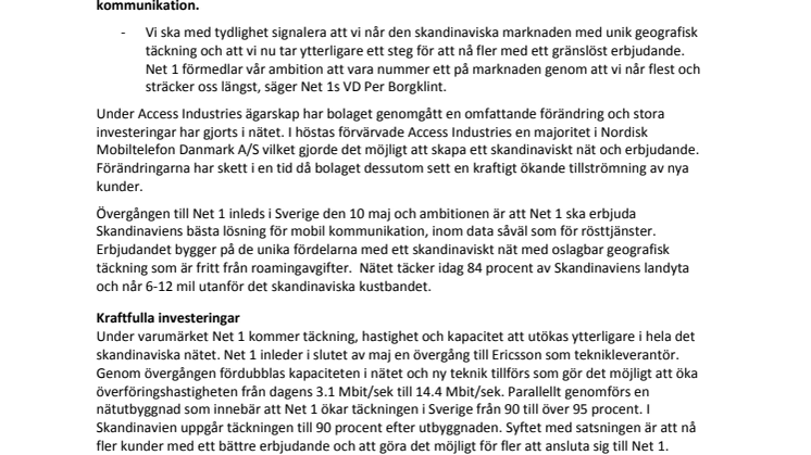 Telekomoperatören ice.net blir Net 1 och inleder  omfattande nätutbyggnad