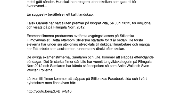 Falsk Garanti har youtubepremiär på söndag