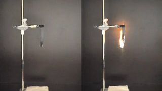 Video på Paxymer och ett traditionellt flamskyddat material under ett UL94 V-test