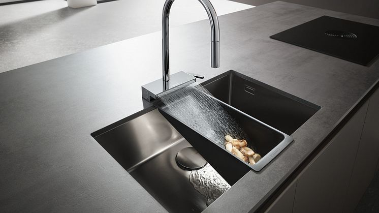 hansgrohe Aquno Select keittiöhana ja siivilä