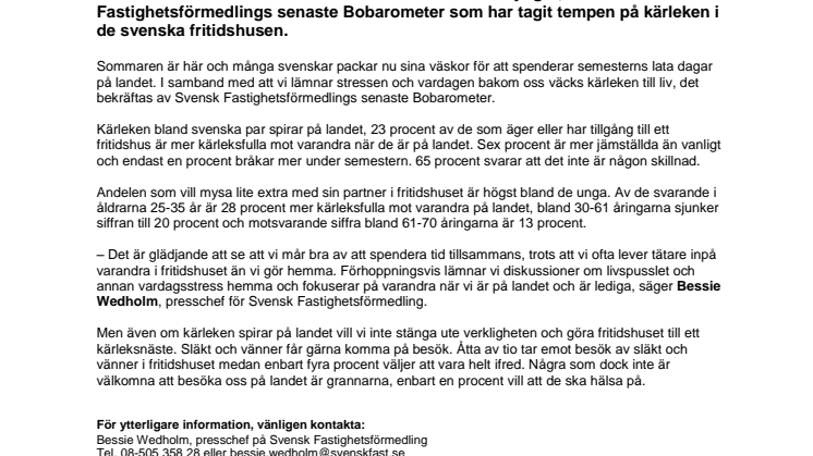 Bobarometern: Kärleken spirar för fullt på landet