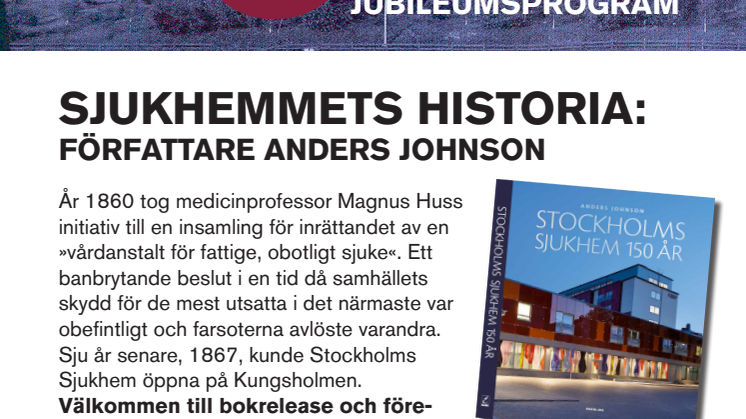 Inbjudan till presentation av boken Stockholms Sjukhem 150 år
