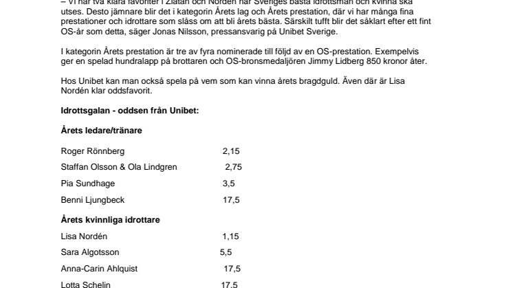 De kan vinna priser på Idrottsgalan