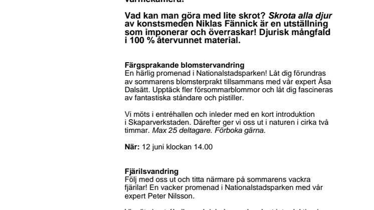 Djuret människan och djur av skrot. Det händer på Naturhistoriska riksmuseet i juni