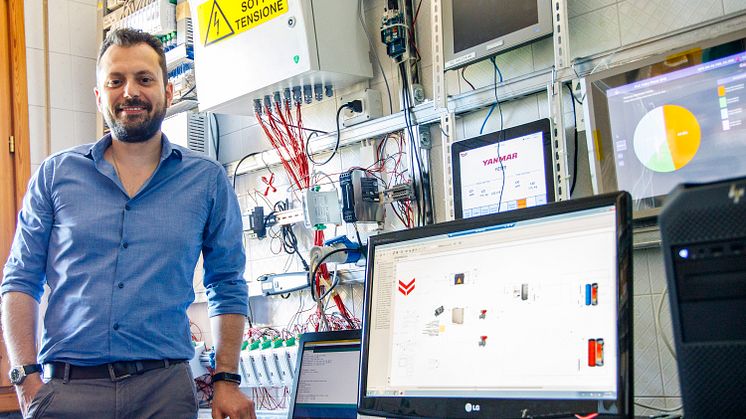 Yanmar’s Sandro Magnani with a YEMS testing rig