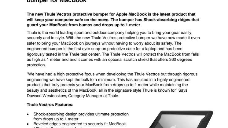 Thule presents the new innovative Thule Vectros protective bumper for MacBook