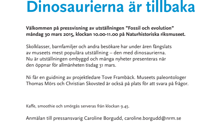 Inbjudan till pressvisning -Fossil och evolution