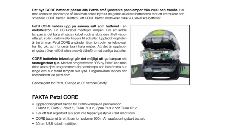 Mer ljus i Petzls pannlampor för mindre pengar med nytt miljövänligt uppladdningsbart batteri