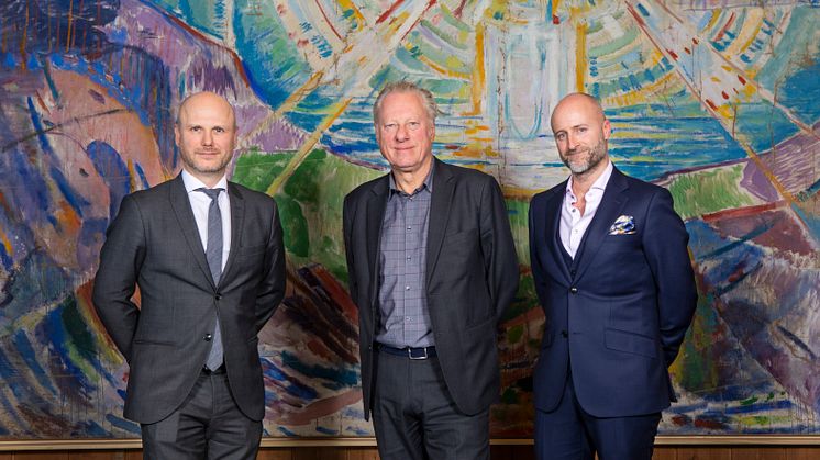 F.v.: André Schreiner (direktør Clarion Hotel The Hub) Stein Olav Henrichsen (direktør ved Munchmuseet) og Robert Holan (direktør Clarion Hotel Oslo) 